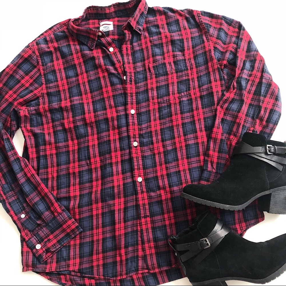 Old Navy Plaid Button Down Top - Picture 1 of 4